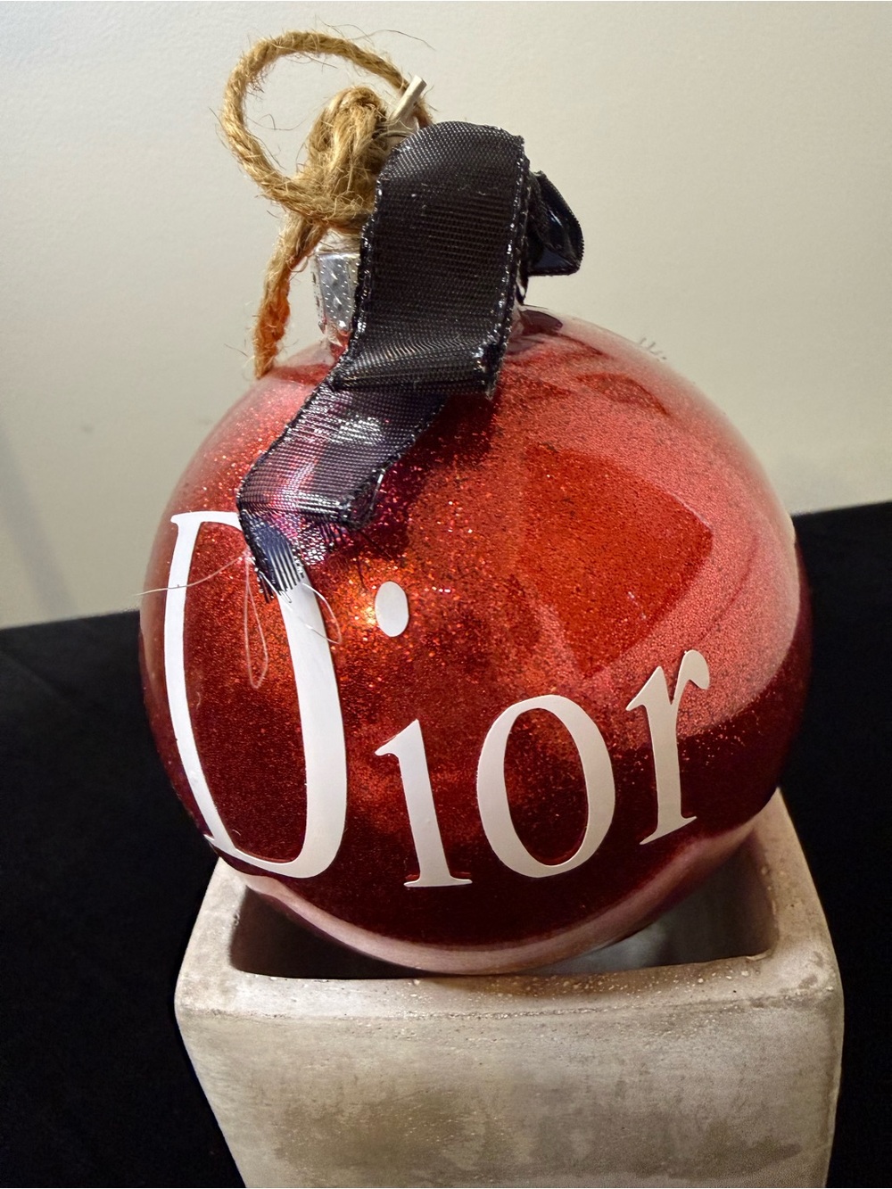 Dior Red Glitter Holiday Ornament